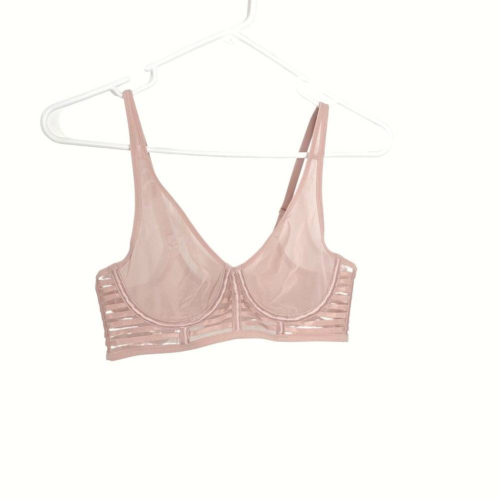 Victoria's Secret Plunge Sheer Underwire Bra Pink 36B Lingerie Intimates Romance